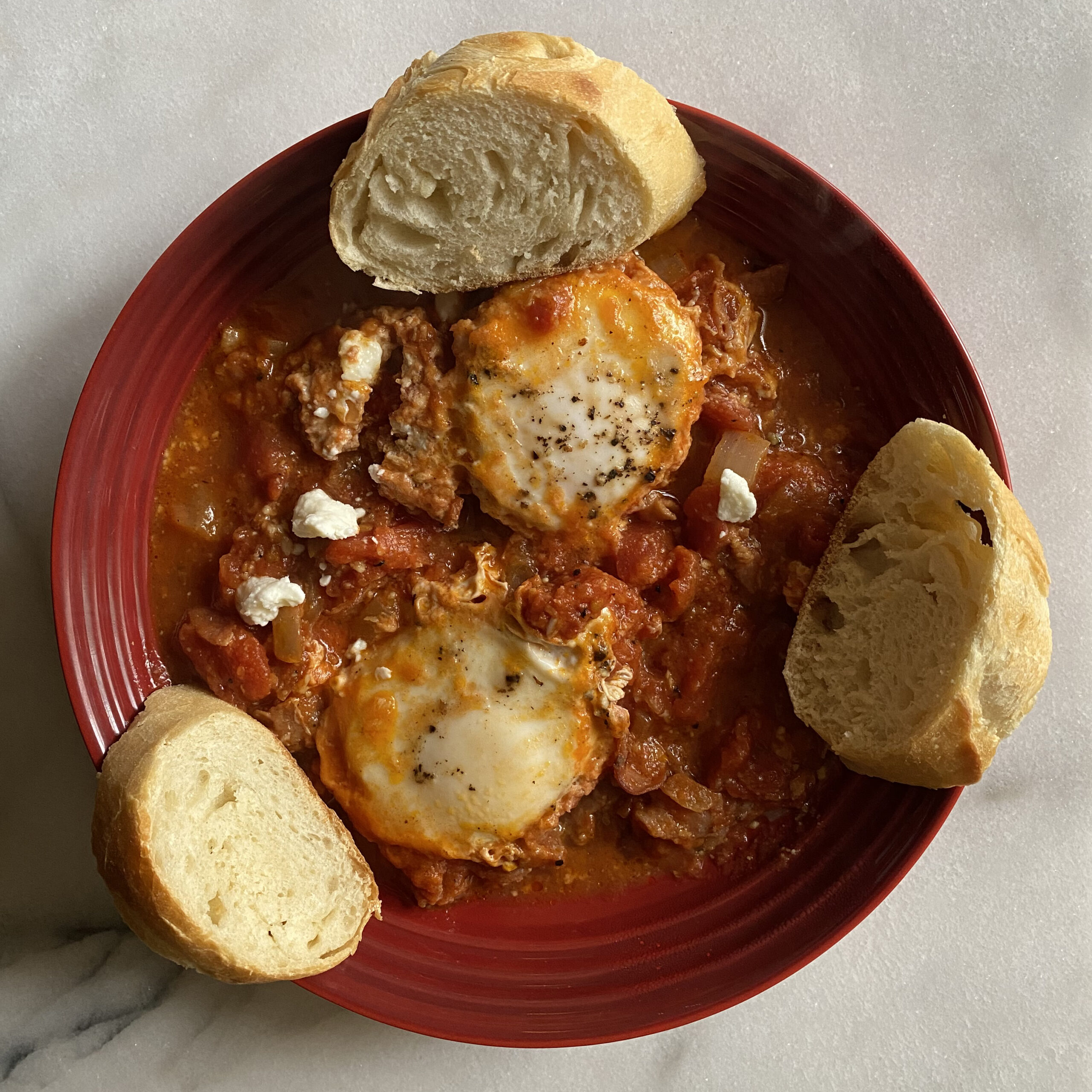 Shakshuka (with feta, bacon & ham)