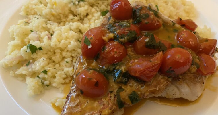 Pan Seared Red Snapper with Cherry Tomatoes